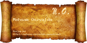 Mehsam Oszvalda névjegykártya